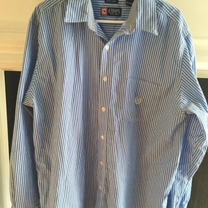 Champs easy care button down blue striped shirt